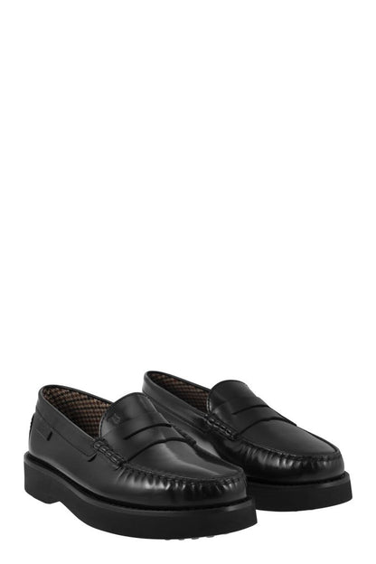 Leather moccasin with rubber bottom - VOGUERINI