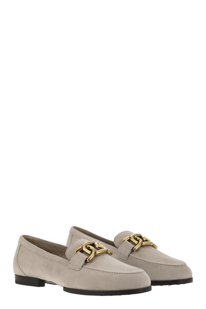 Moccasin in nubuck with metal chain - VOGUERINI