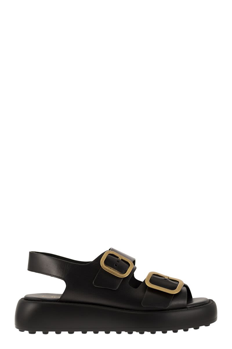 Leather sandal with buckles - VOGUERINI