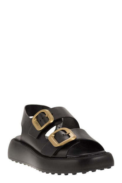 Leather sandal with buckles - VOGUERINI