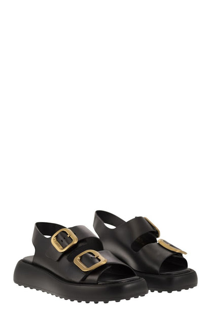 Leather sandal with buckles - VOGUERINI